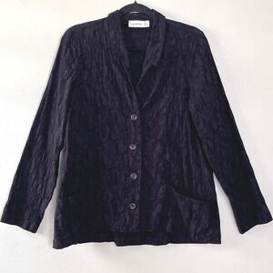 LuuKaa TRAMA Jacquard Texture Stretch Button Down Blazer Jacket 10 Elegant Layer